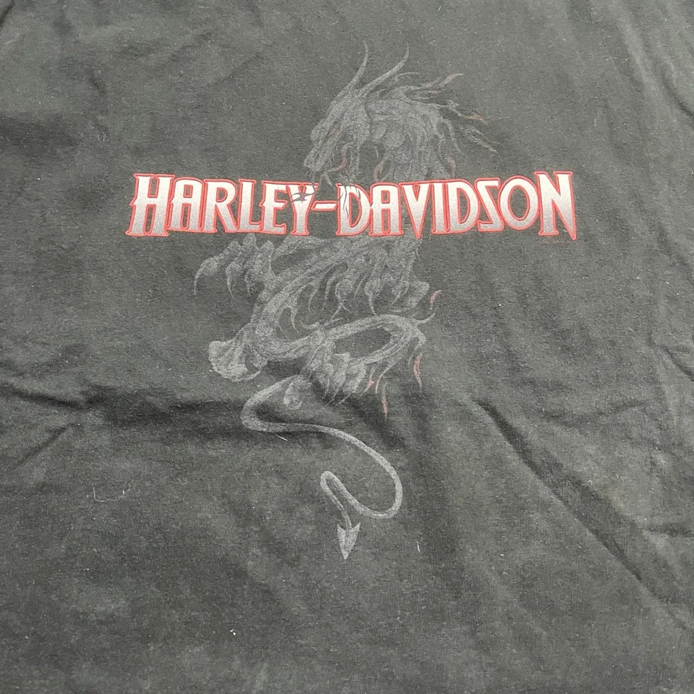 Vintage Harley Davidson Dragon T Shirt Mens 3XL Black Grunge Biker 2001 - Picture 3 of 10